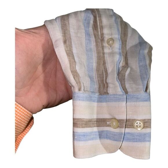 Canali Pure Linen Made in Italy Button Up Shirt L - Picture 7 of 9